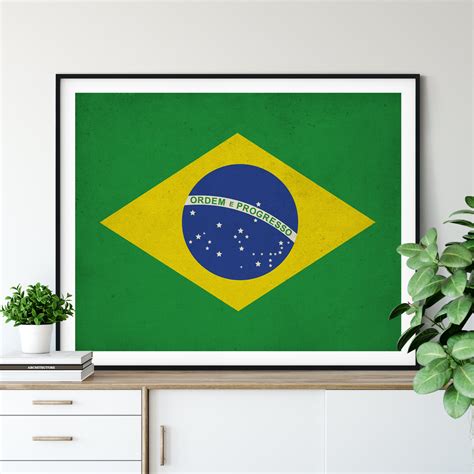 Brazil Flag Art, Brazilian Flag Print, Flag Poster, Country Flags, Flag ...