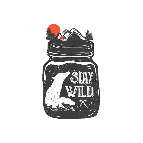 Premium Vector | Hand drawn wilderness badge and inspiring lettering