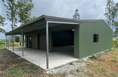 Shed in Pale Eucalypt with Garaport & Lean To