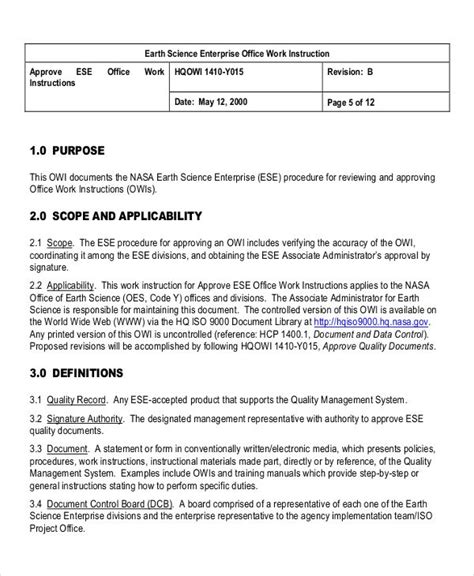 Work Instruction Template | Word template, Instruction, Microsoft word templates