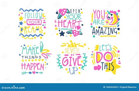 Positive Inspirational and Motivational Quotes Vector Set Stock Vector ...