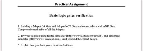 SOLVED: Practical Assignment Basic logic gates verification Building 2-Input OR Gate and 3-Input ...