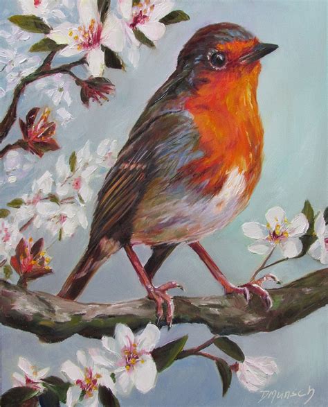 Donna Munsch Fine Art: Original Oil Painting Spring Robin