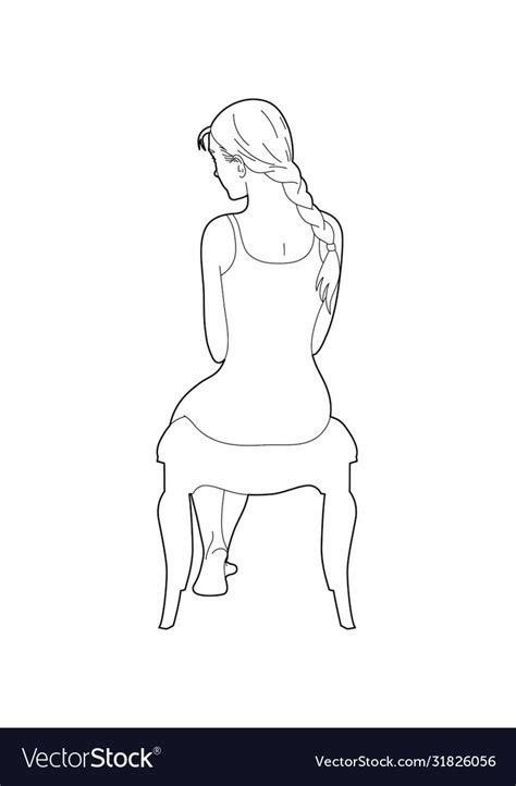 Drawing a woman from back sitting Royalty Free Vector Image