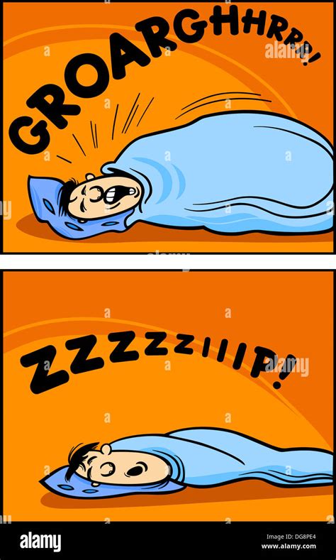 Cartoon Concept Illustration of Funny Snoring Sleeping Man Stock Photo - Alamy