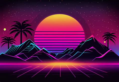 Premium Photo | Stylish vintage old 80s neon background AI generated image