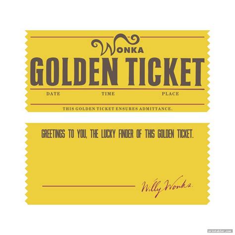 Printable Wonka Golden Ticket Template - Printable Kids Entertainment