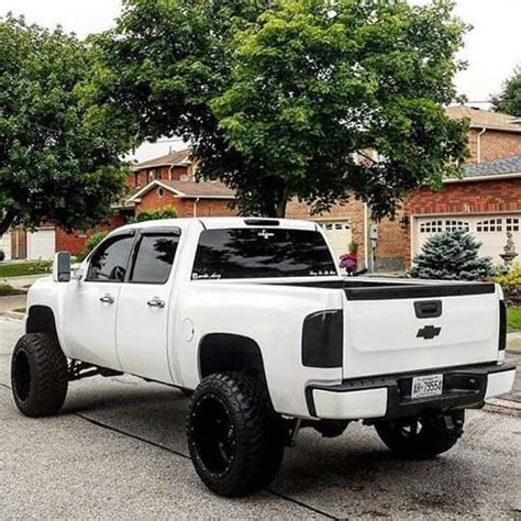 White Lifted Chevy Trucks