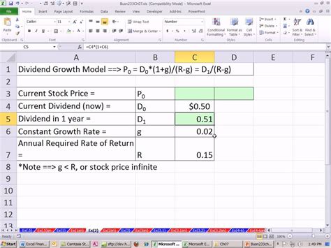 Excel Finance Class 63: Stock Valuation with Dividend Growth Model - YouTube