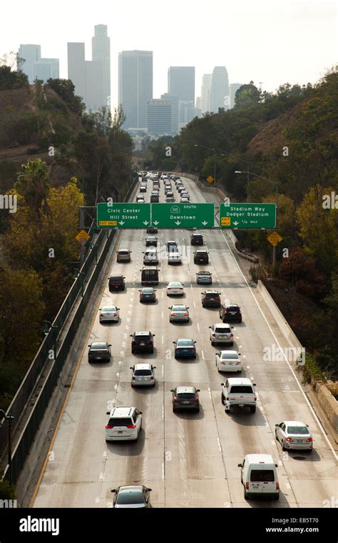 Aerial view of 110 Freeway, Los Angeles, California, USA Stock Photo ...