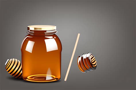 Honey Jar with Stick Isolated on Colorful Background · Creative Fabrica