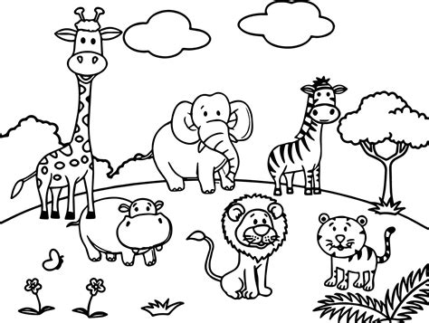 Cartoon Animals All Coloring Page - Wecoloringpage.com