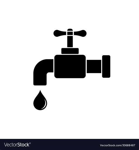 Water tap icon flat logo in black and white Vector Image