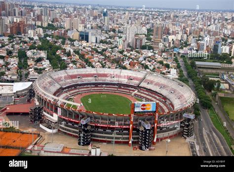 Aerial view of The River football stadium in Buenos Aires, Argentina ...