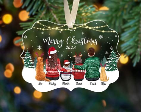 Personalized Family With Dog Christmas Ornaments Family With - Etsy