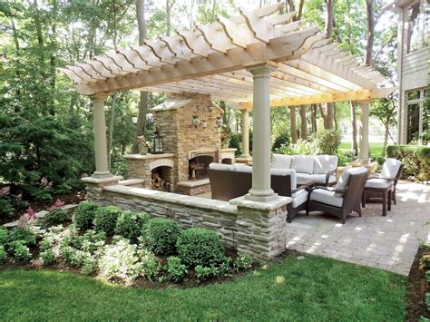 pergola, patio, fireplace | Backyard, Backyard patio, Pergola