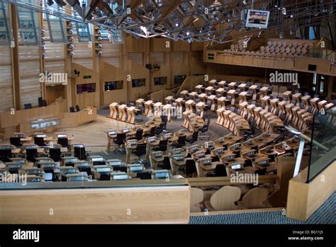 Chamber, New Scottish Parliament building, architect Enric Miralles ...