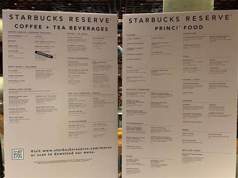 Menu at Starbucks Reserve Roastery New York cafe, New York City, 61 9th Ave