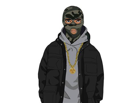 Ski Masked Character with chains , Wearing Hoody and jacket by Sketchy ...