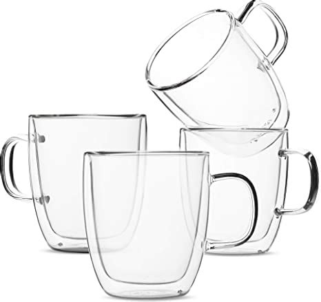 Amazon.com | BTaT- Double Wall Glass Coffee Mugs, 12 oz, Set of 4 ...