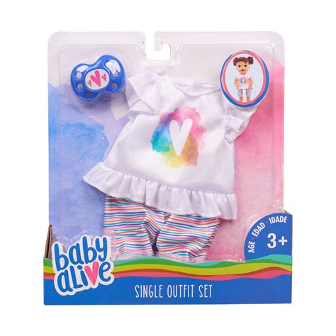 Baby Alive Single Outfit Set - White & Rainbow Heart Shirt with Striped ...