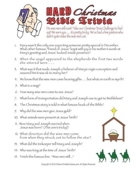 Bible Trivia Questions Printable