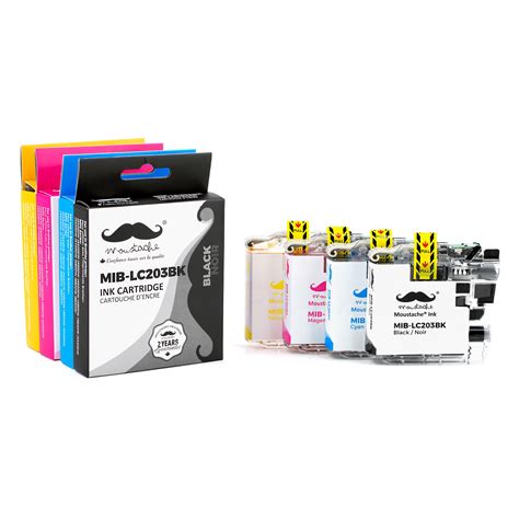 Brother LC203 Compatible Ink Cartridge Combo High Yield BK/C/M/Y - Moustache® at InkJetSuperStore