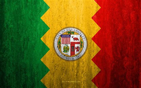 Download wallpapers Flag of Los Angeles, California, 4k, stone ...