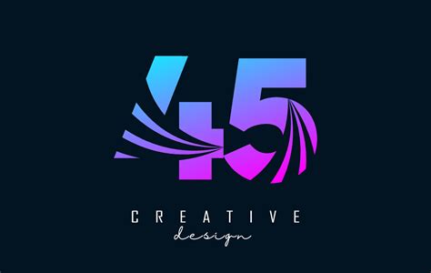 Colorful Creative number 45 4 5 logo with leading lines and road ...