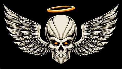 Premium Vector | Angel skull head illustration design