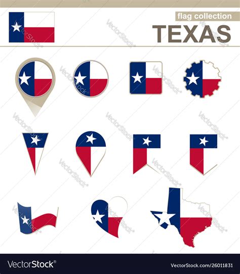 Texas flag collection Royalty Free Vector Image