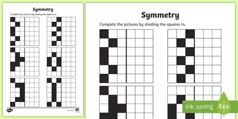 Symmetry Colouring Activity Worksheet - Maths Resource - Twinkl