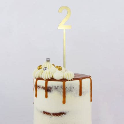 Number 2 Mirror Gold Cake Topper | The Cake Mixer