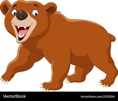 Cartoon brown bear isolated on white background Vector Image