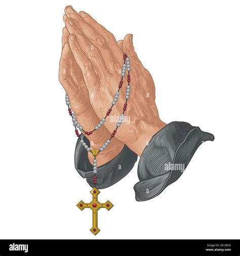 Vector design of praying hands with christian rosary, symbol of catholic religion Stock Vector ...