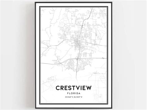 Crestview Map Print Crestview Map Poster Wall Art Fl City | Etsy