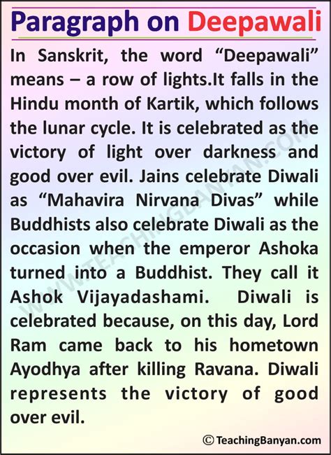 Short and Long Paragraph on Diwali /Deepavali Festival 2021 for Students