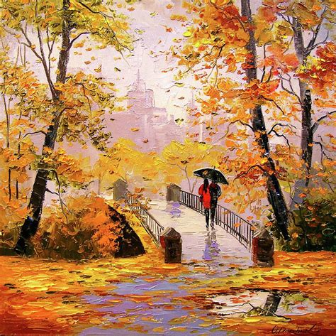 Goodinfo: Walking In The Rain Oil Painting