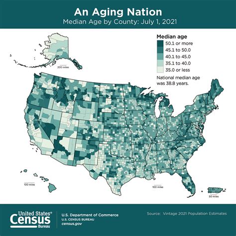 An Aging Nation: Median Age by County: July 1, 2021