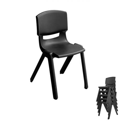 Black Academy School Chair Plastic Stackable Chairs Optional Linking ...