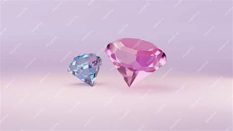 Premium Photo | Blue and pink diamond 3d rendering