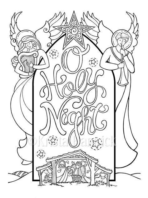 O Holy Night Nativity Scene Coloring Page in Two Sizes: | Etsy