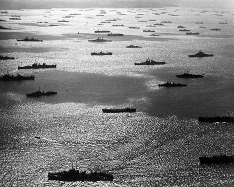 The U.S. Pacific fleet getting ready for battle during the Marshall ...