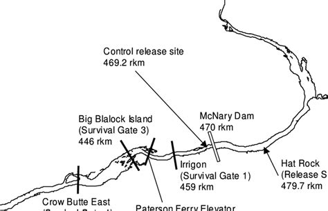 -Overview of study area showing location of McNary Dam, fish release... | Download Scientific ...