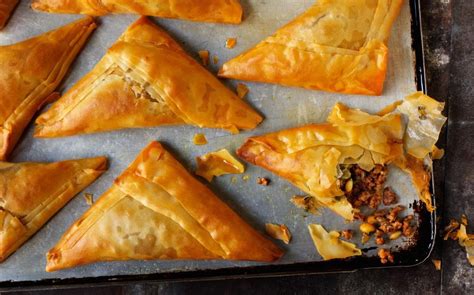 Rick Stein's spiced lamb filo pastries with pine nuts