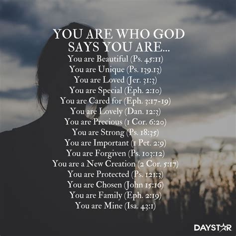 You are who God says you are...[Daystar.com] | Most powerful quotes, Uplifting quotes, God loves me