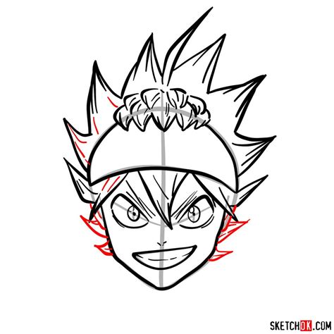 How to draw Asta from Black Clover anime - Sketchok easy drawing guides