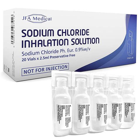 Isotonic 0.9% Sodium Chloride NaCl Inhalation Saline Solution humidifying Airway - 20 X 2.5ml ...