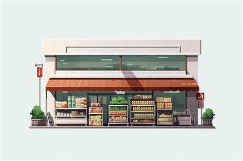 Premium Photo | Illustration of a grocery store with a store front and ...