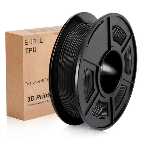 SUNLU Flexible TPU 3D Printers Filament 1.75mm, Black TPU Filament 1.75 +/- 0.02 mm for 3D ...